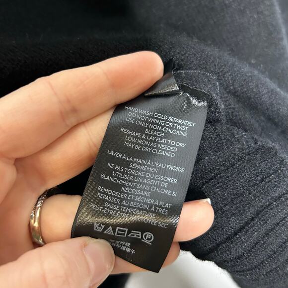 Free People Poppy Cashmere Sweater Women's Medium Black Cozy Minimalist Neutral - Picture 7 of 11